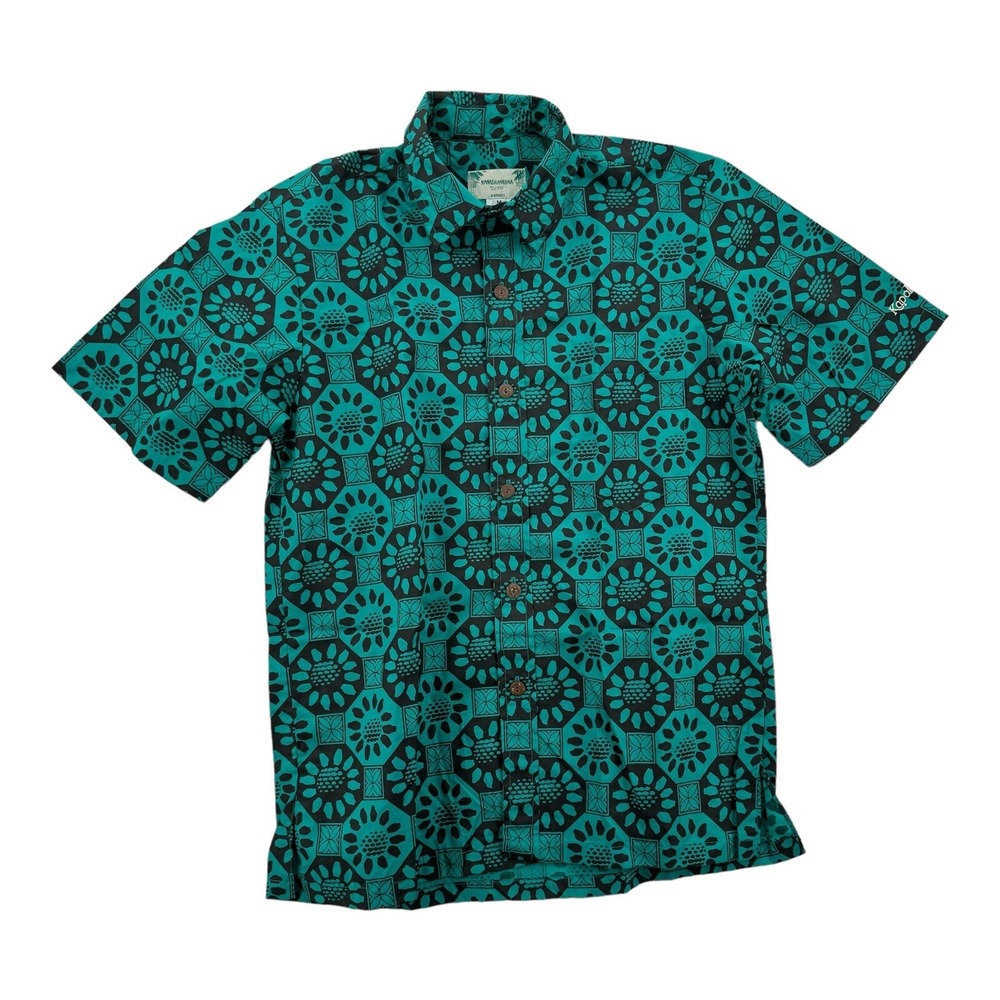 VINTAGE Kamehameha Hawaiian Shirt Mens Medium‎ Floral Aloha Short Sleeve Cotton